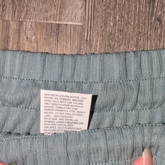 all in motion Pale Blue Ribbed Drawstring Wide Leg Pants - Picture 6 of 10